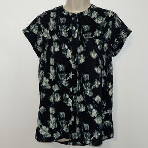 Simply VERA WANG Short Sleeve Button Down Camp Shirt Blouse Women’s Medium M